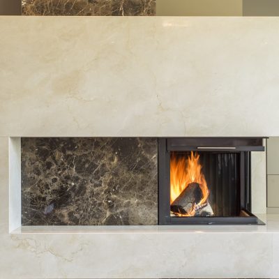 Modern fireplace in luxury interior